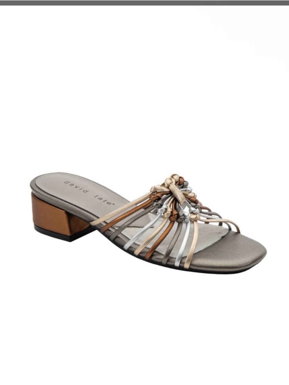 David Tate EXCELLENT Metallic Multi-Strip Knot Slide Sandals - Bronze 10 WW